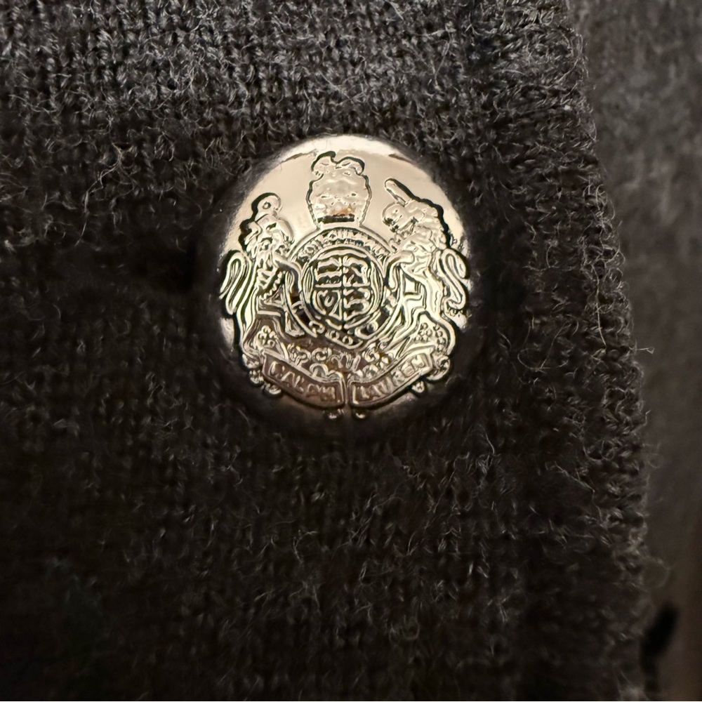 Lauren Ralph Lauren Wool Knit Jumper Blazer Cardigan Womens Medium Bullion Crest - Picture 5 of 7